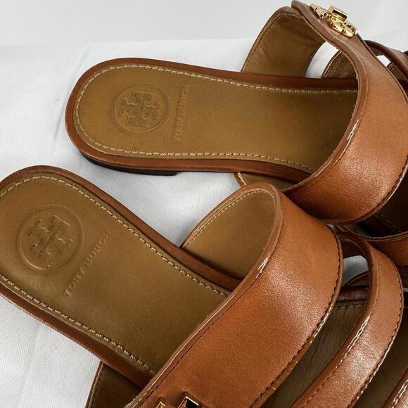 Tory Burch sandals womens 6.5 brown leather kira slide designer minimalist beach - Picture 4 of 7